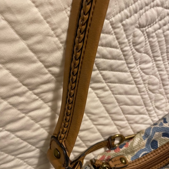 Leather and Cloth Fossil Boho Chic Purse w/Key - Picture 4 of 9